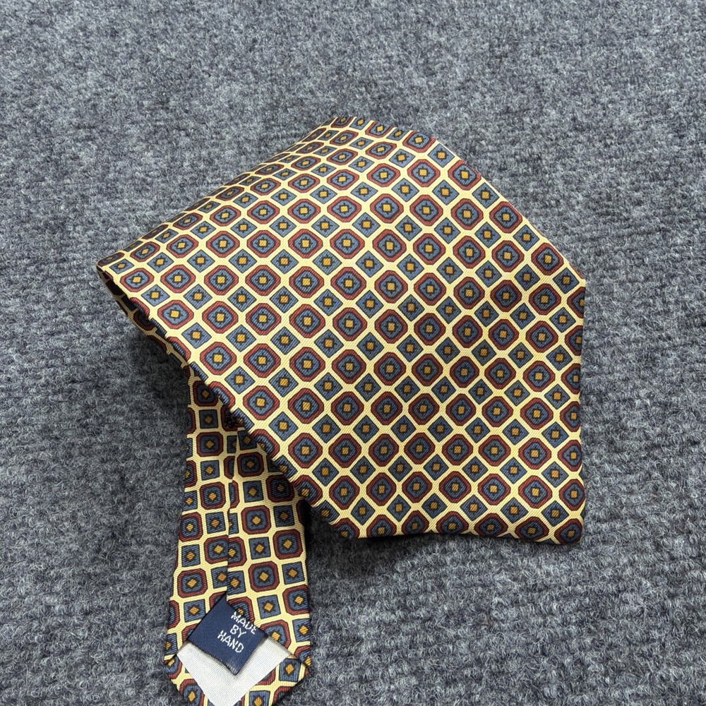 VTG POLO RALPH LAUREN Silk Tie Wedding Formal 100% Silk HAND MADE In USA Geo Art